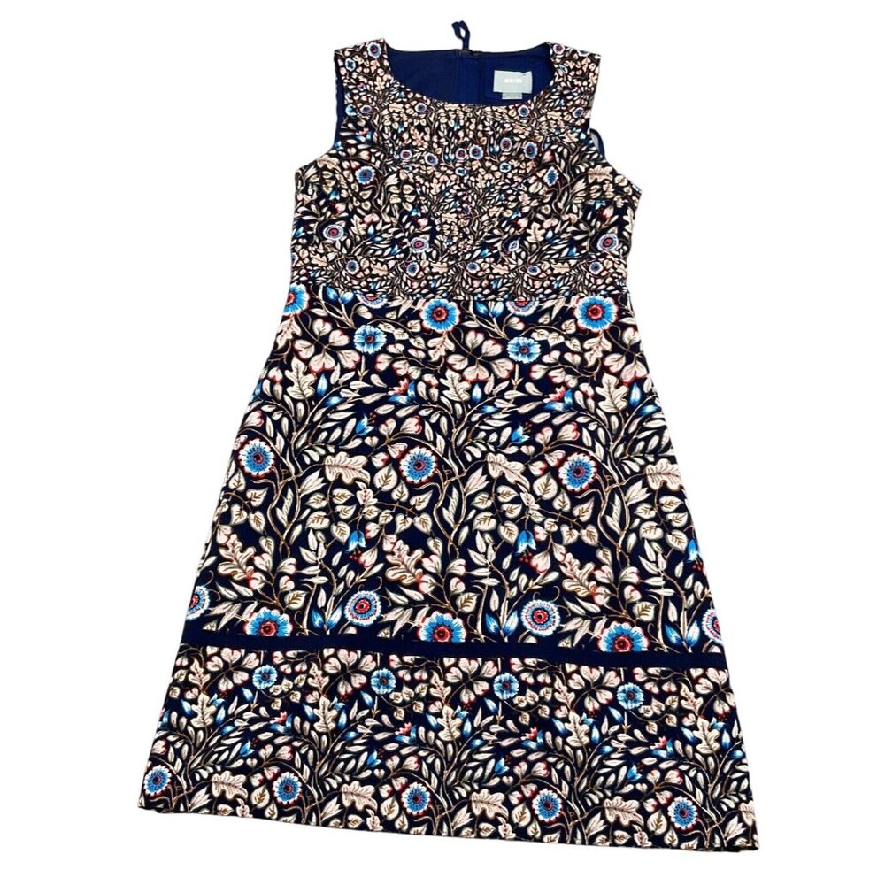 Anthropologie Maeve Dress Size 2 Blue Red Floral Tank Sheath Boho Peasant Summer